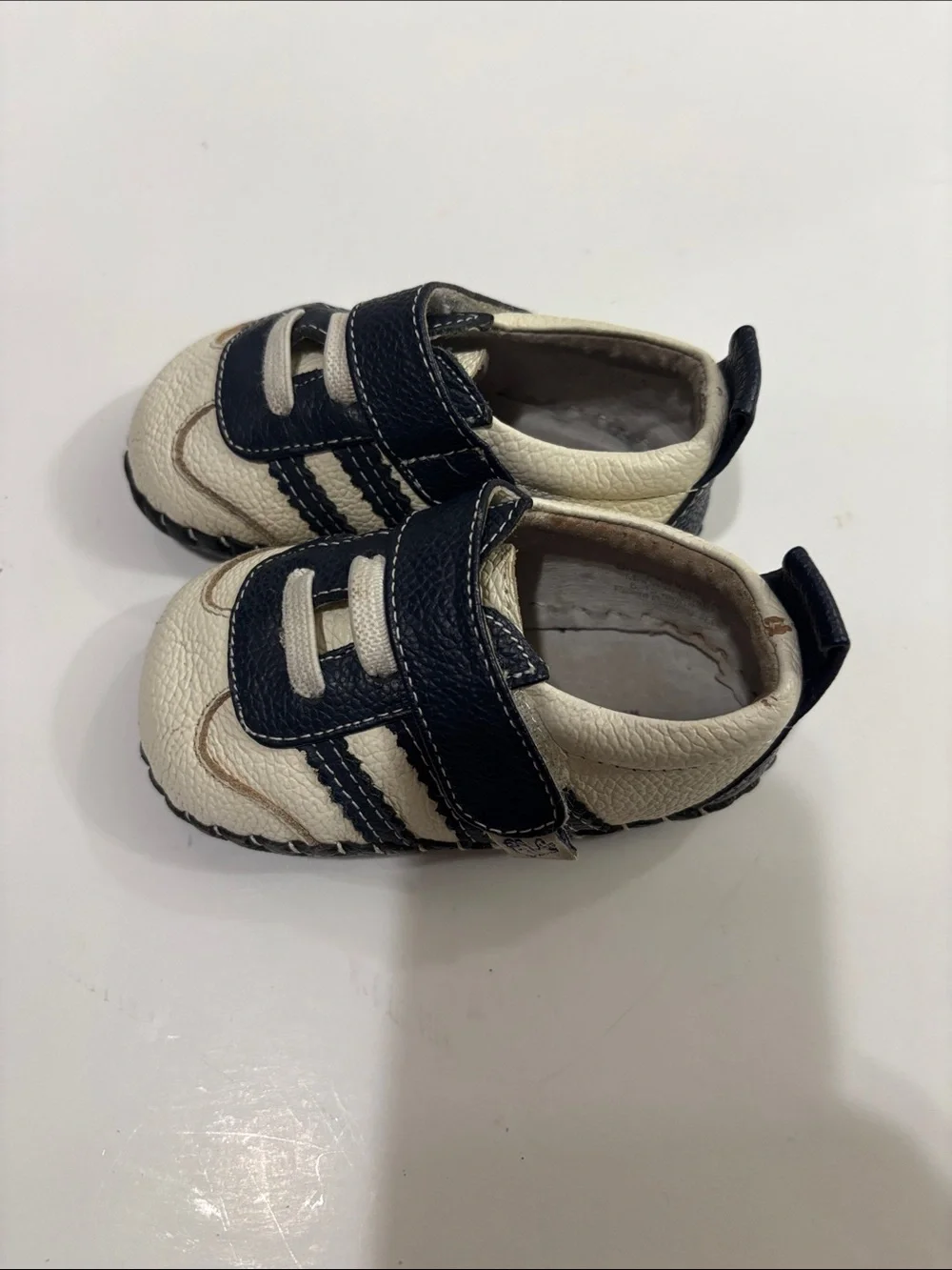 pediped Navy and White Baby Walker Sneakers